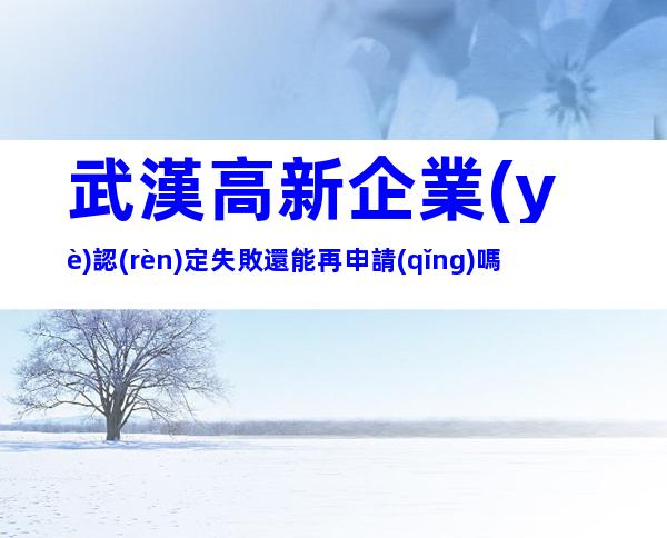 武漢高新企業(yè)認(rèn)定失敗還能再申請(qǐng)嗎