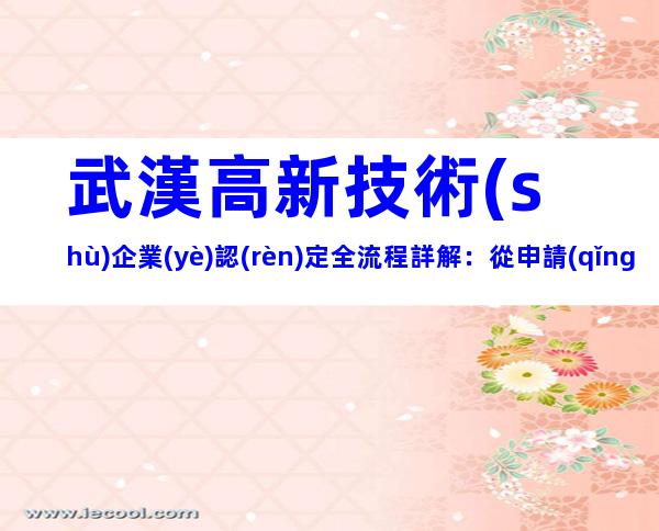 武漢高新技術(shù)企業(yè)認(rèn)定全流程詳解：從申請(qǐng)到拿證